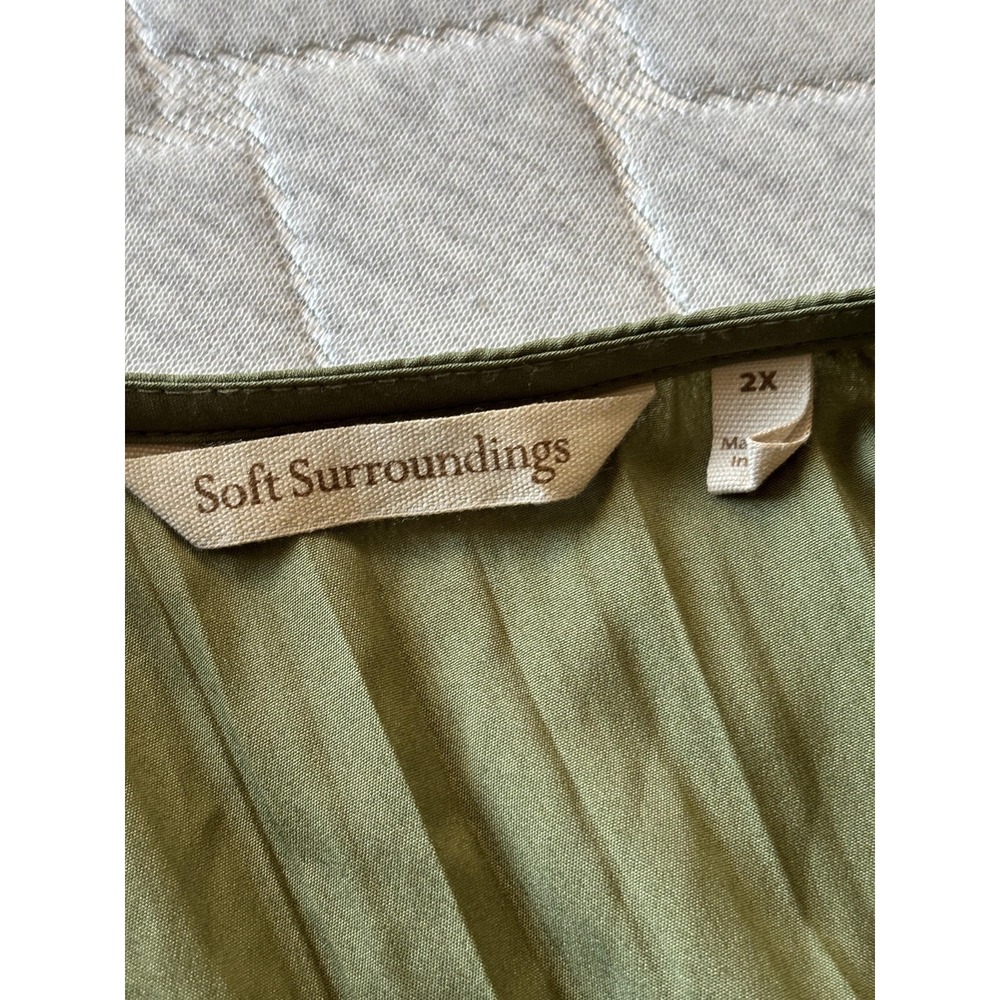Soft Surroundings Dress Womens 2X Green V Neck Sleeveless Maxi Trapeze Swing - Picture 4 of 7